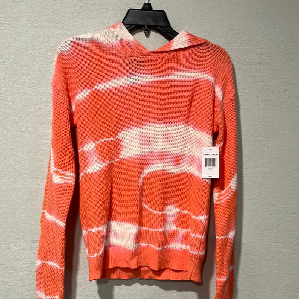 Girls tie die pink sweater with hood.  New w/ tags. It’s Our Time. Xl 16